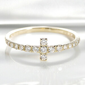 K18YG ダイヤモンド リング【0.30ct】 /【送料無料】【代引手数料無料】【刻印無料】【品質保証書付】華奢 シンプル 人気 おしゃれ エタニティ Tモチーフ クロス ダイヤ ダイア 18k リング 指輪 細身 ジュエリー ギフト