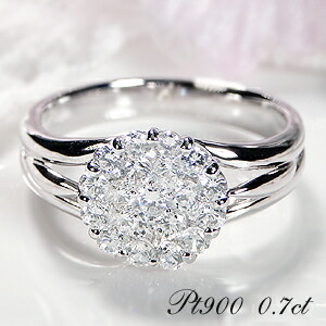 Pt900 0.7ct ダイヤモンド フラワー パヴェ リング【SIクラス】 プラチナ ダイヤ ネックレス PT900 パヴェ 花 豪華 pave 取り巻き サークル 丸 可愛い キュート 人気 新作