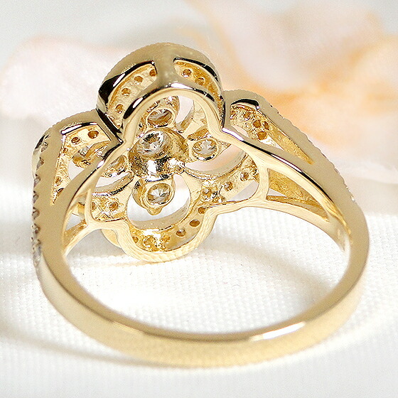 K18YG 0.7ct ダイヤモンド クローバー リング 送料無料 四つ葉の ...
