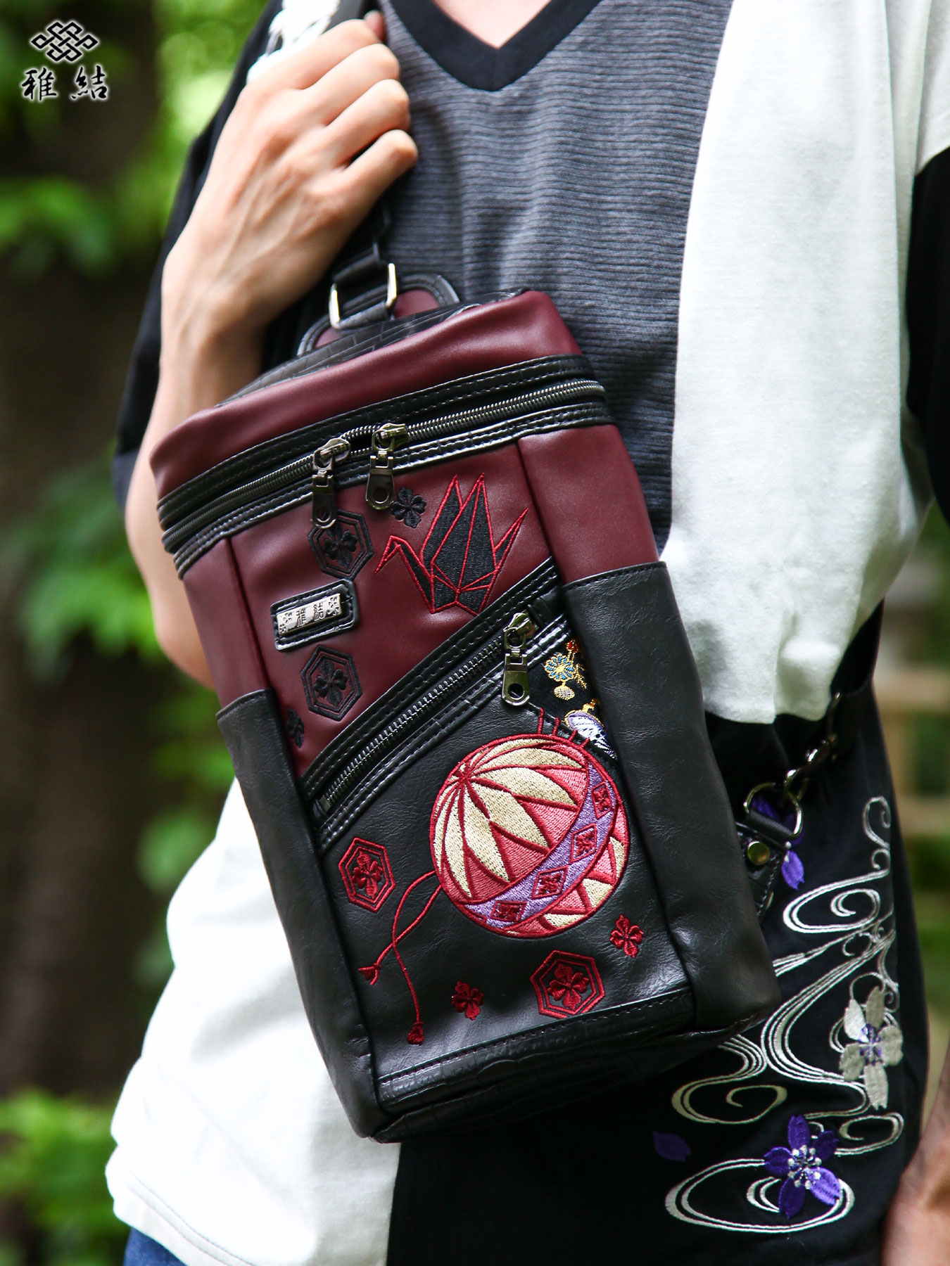 楽天市場】＜送料無料＞【雅結】桜刺繍 彫金 がま口 3WAY バッグ