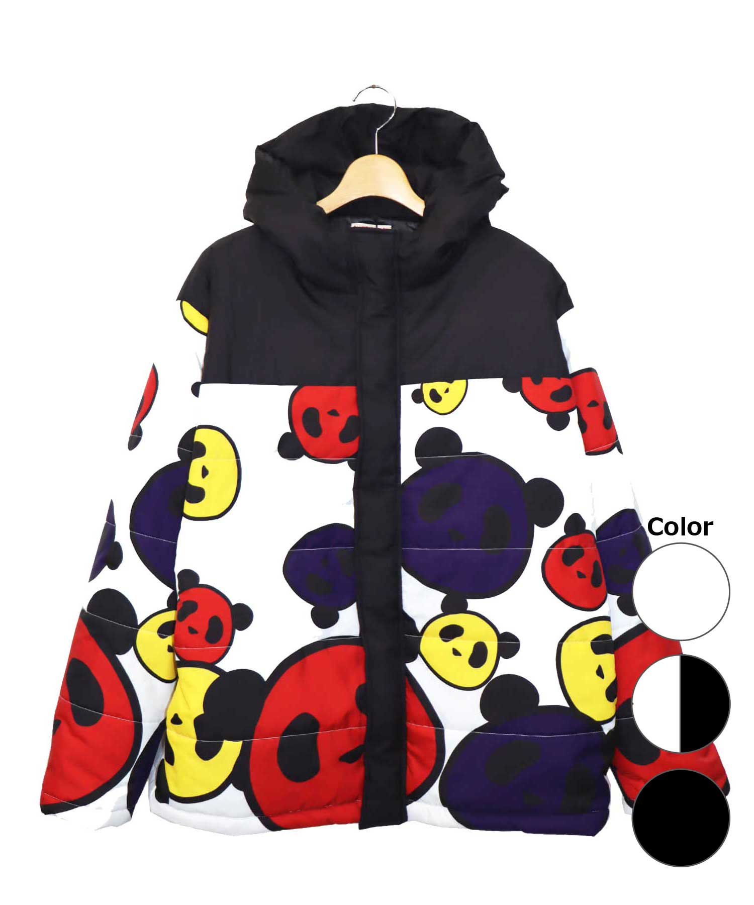 ◆百貨店SALE◆【PANDIESTA JAPAN】“ジャイアントパンダだらけ”なりきりボンネット 中綿 上衣 ｜ 和柄 フルジップパーカー 毛皮パーカー もこもこ 通信販売 メンズ レディース ユニ一発やる 秋 秋冬 冬 黒 黒いこと 白 白いこと M L XL LL 2L XXL 3L 馬鹿でかい大いさ 表現スタイル締めつける