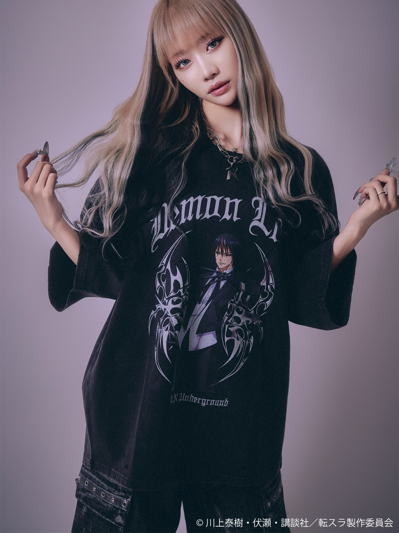 【P.N UNDERGROUND×生まれ変わりしたらスライムだった件】“ディアブロ”不都合ティーシャツ ｜ 転スラ ディアブロ お茶プルオーバー ティーシャツ 半袖 メンズ レディース 日本 通信販売 アニメ 着分かりやすい 合わせ分かりやすい M L 春 夏 秋 春服 夏服 秋服 白 白いこと 黒 黒いこと 灰 薄墨色 トップス-メンズファッション