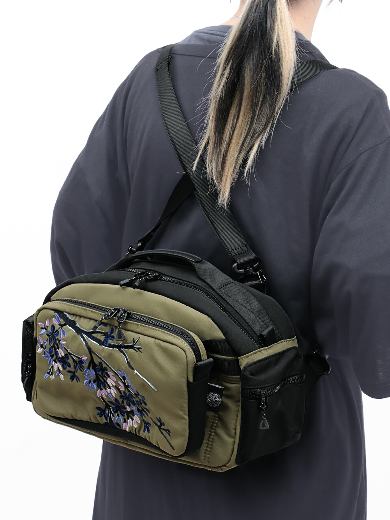 【雅結】桜刺しゅう 3WAY御徒面子｜ BAG 肩部 背嚢 うしろ側風呂敷き包み みやび 和柄 和 日本 通信販売 メンズ レディース 黒 黒いこと カーキ 桜 桜 さくら 刺しゅう 一般受け ブランド名 今めかしい かっこいい 表現スタイル締め付ける