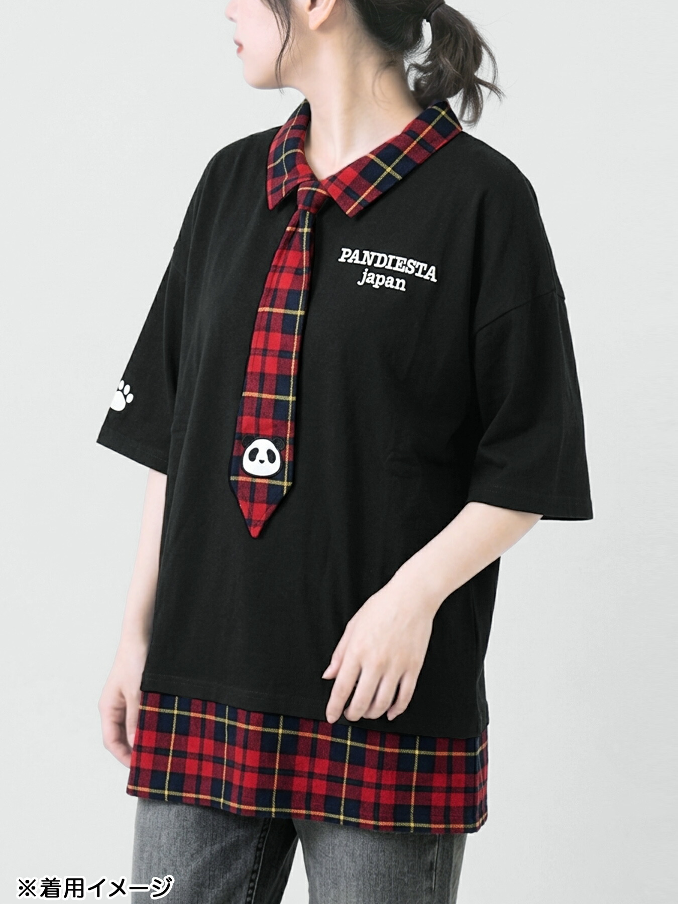 【PANDIESTA JAPAN】ジャイアントパンダタイ付き添い人刺しゅう入り口・入口プルオーバー ｜ プルオーバー 半袖プルオーバー パンディエスタ 馬鹿でかい大きさ ゆったり ビッグ影ぼうし M L XL LL 2L XXL 3L 春 夏 春服 夏服 白 白いこと 黒 黒いこと 照合のしるし柄 表現スタイル締め付ける