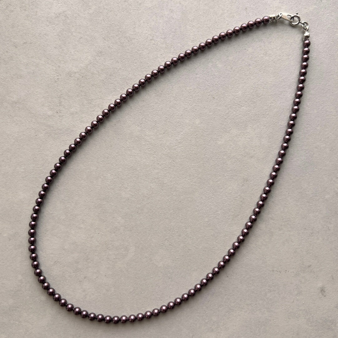 【楽天市場】4mm バーガンディ カラーパールネックレス メンズ アクセサリー 45センチ 流行 おしゃれ ワンポイント 日本製 ワインカラー
