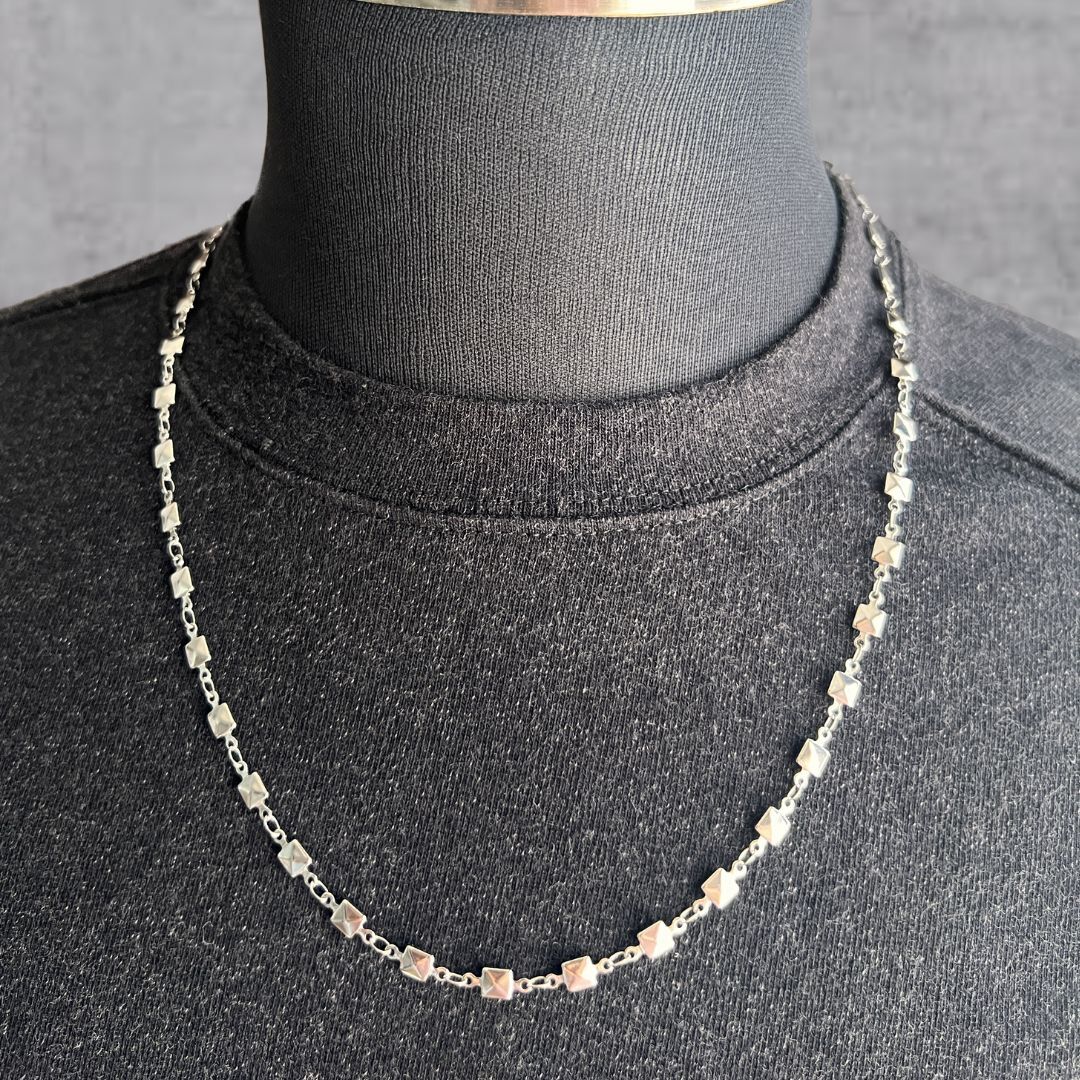 シルバー チェーン リンク ロング ネックレス 6mm シルバー]リングチェーンネックレス