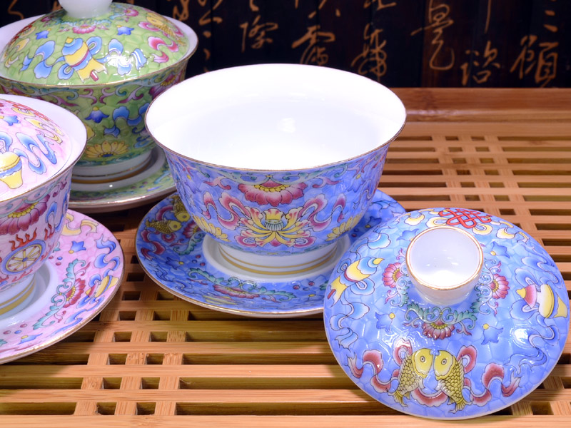 中国土産のカラフルな景徳鎮茶具セットです。 - コレクション