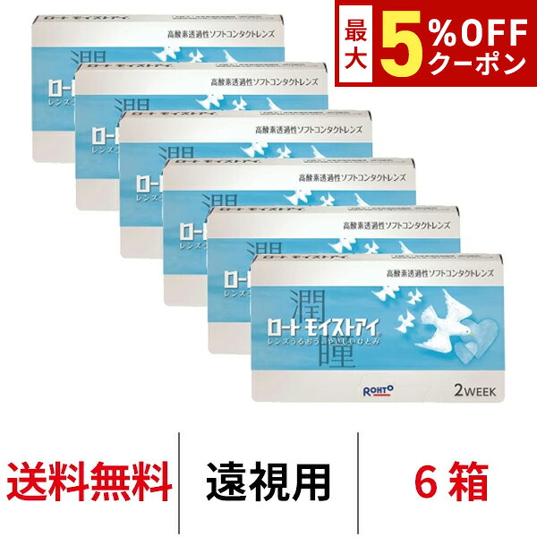 送料無料[6箱][遠視用]ロート モイストアイ 6箱セット 1箱6枚入り 2週間交換 2week 2ウィーク ツーウィーク ROHTO モイスト コンタクトレンズ クリアレンズ シリコーンハイドロゲル シリコン ハイドロゲル