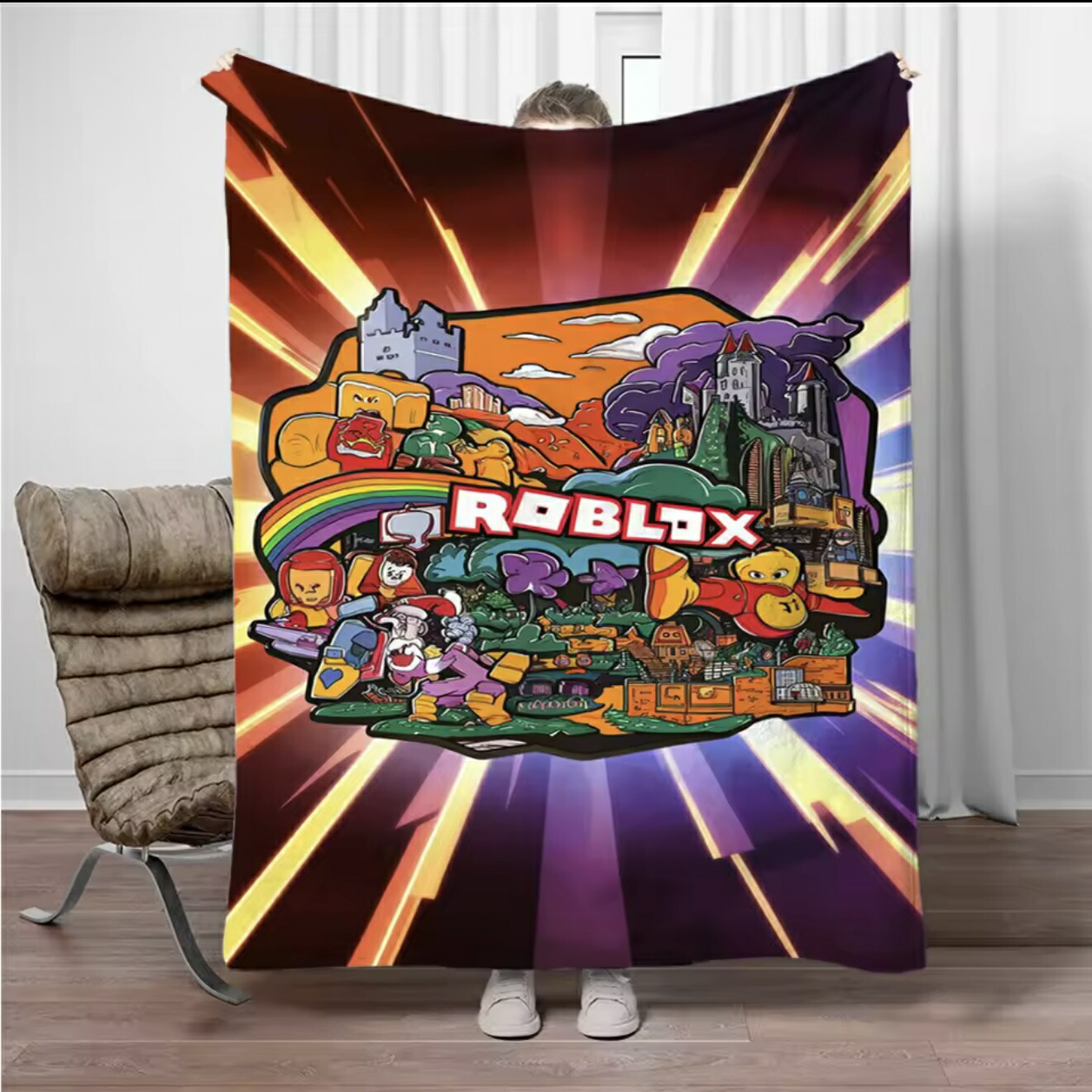 ROBLOX ロブロックス ブランケット グッズ プレゼント 誕生日 子供 孫 クリスマス 男の子 女の子 冷房対策 旅行 ギフト キャンプ アウトドア