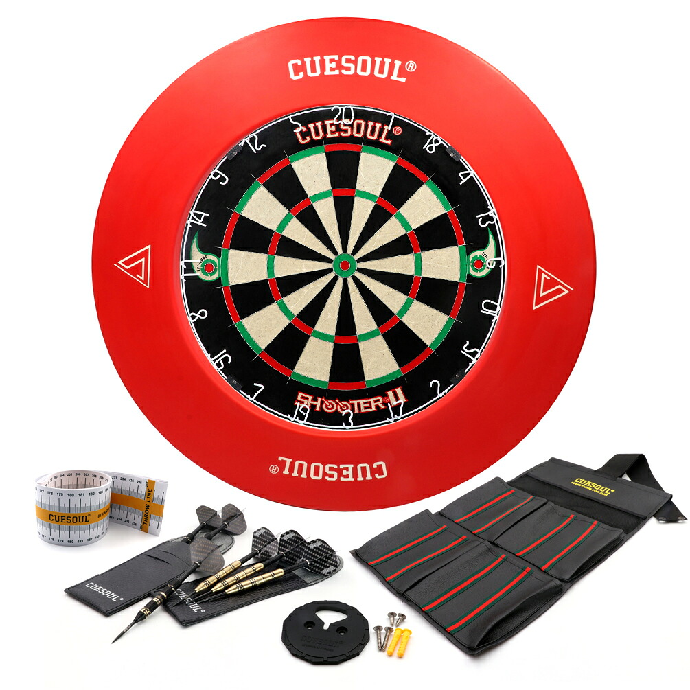 【送料無料】CUESOUL SHOOTER-II TRI-EYES 18インチ×1-1/2インチ 公式サイズ トーナメント サイザルブリッスル ダーツボード サラウンド付き