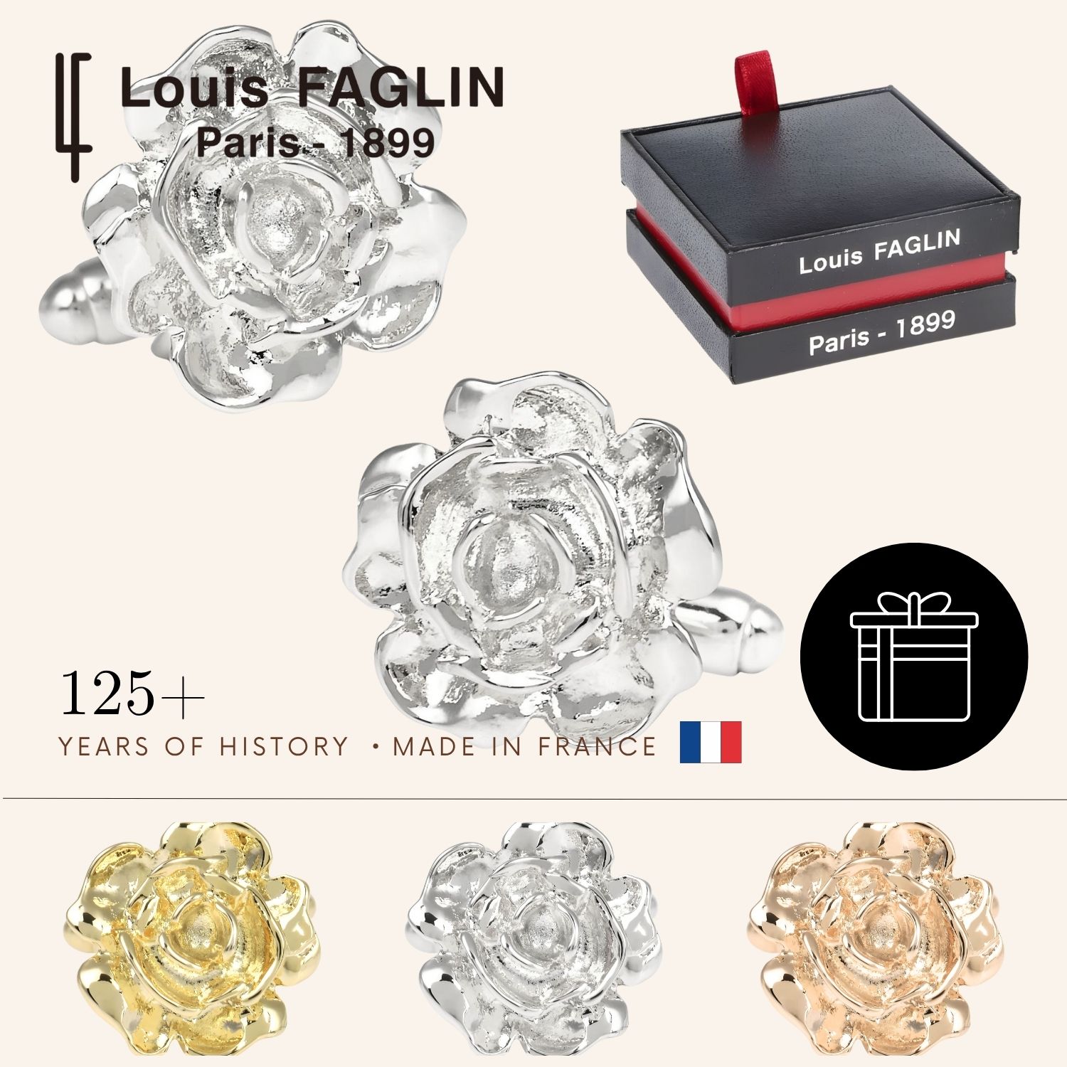 Louis FAGLIN ルイファグラン Bourbon バーボン フラワー カフス カフスボタン シルバー ゴールド ローズゴールドアクセサリー メンズジュエリー ギフト プレゼント お祝い 結婚式 結婚式 冠婚葬祭 ビジネス スーツ メンズ 男性 彼氏 夫 父の日 バレンタイン|カフスボタン専門店CUFFJP