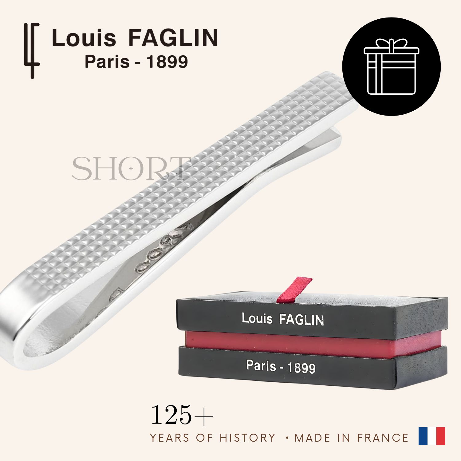 Louis FAGLIN ルイファグラン Croise クロワズ シルバー ダイヤモンドカット ショート ネクタイピン タイバーアクセサリー メンズジュエリー ジュエリーギフト プレゼント お祝い 結婚式 冠婚葬祭 ビジネス スーツ メンズ 男性 彼氏 夫 新生活 父の日 バレンタイン｜カフスボタン専門店CUFFJP