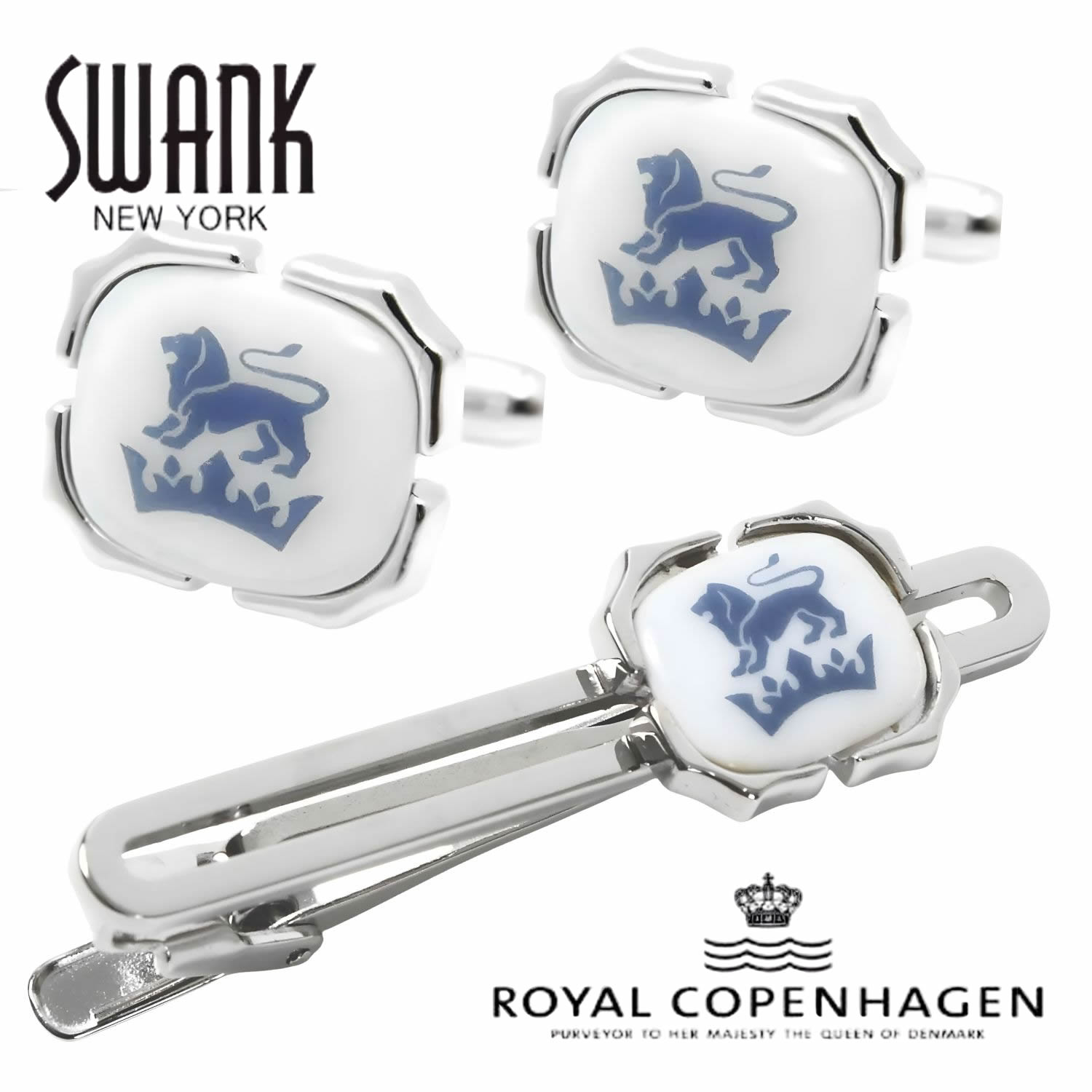 Swank \u0026 Royal Copenhagen スワンク \u0026 ロイヤルコペンハーゲン 共同研究 折り返し タイピン 仕掛けるカフスリンク カフリンクスアクセサリー メンズジュエリーギフト 差し上げ物 儀式用 御芽出度 礼服 御芽出度 冠婚葬祭 商行為 背広 メンズ 成人男性 彼 夫 新生きて行く