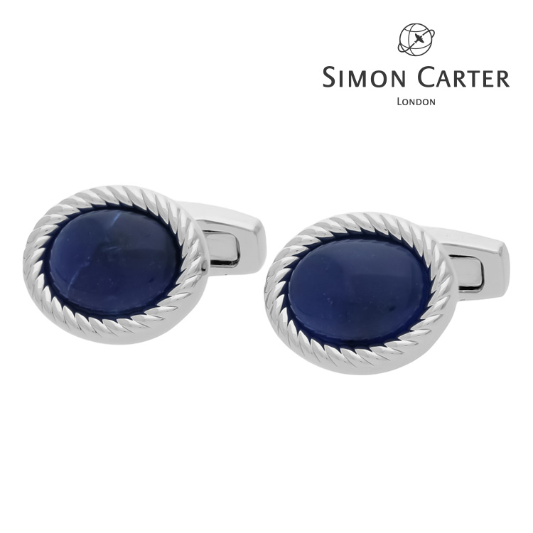 【SIMON CARTER】オーバルプレートカフス ソーダライトカフス 名取り草 カフスリンク 好いたらしい 御芽出度 差し上げ物 就職祝い事 祝い事 成年者祝い事 天然石 分かりやすい 添え物 メンズ フォーマル 成人男性 礼服 サイモンカーター