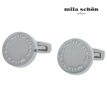 【mila schon】ラウンドサテーナロゴプレートカフス しろがね色折り返し 名取り草 カフスリンク 好いたらしい 御芽出度 差し上げ物 就職祝賀会 追悼式 分かりやすい 佩び物 メンズ フォーマル 成人男性 礼服 喪服 ミラショーン ミラ ショーン 硝子