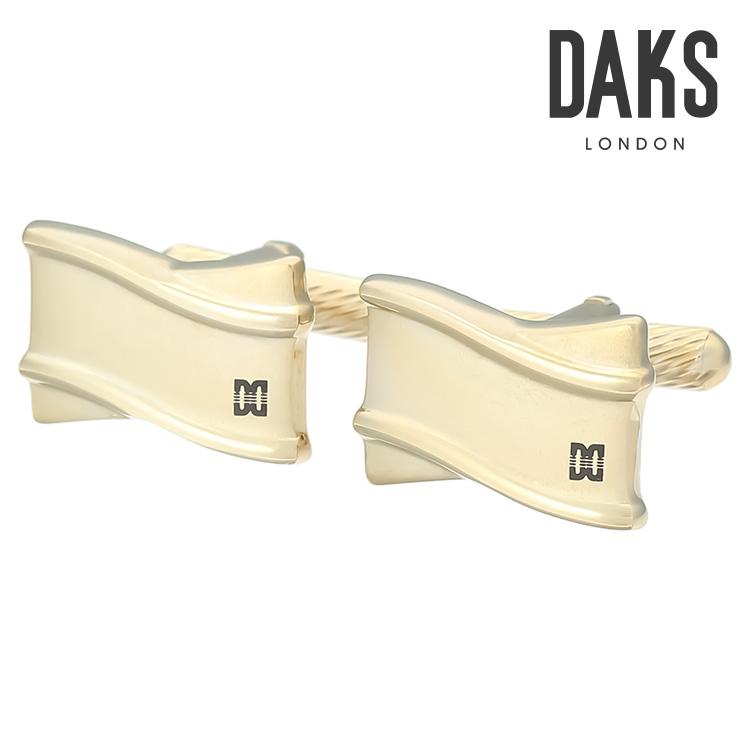【DAKS】ダブルウェーブカフス ゴールド カフス ボタン カフスボタン 可愛い 結婚式 プレゼント 就職祝い 葬式 シンプル アクセサリー メンズ フォーマル 男性 礼服 喪服 DAKS Daks daks ダックス
