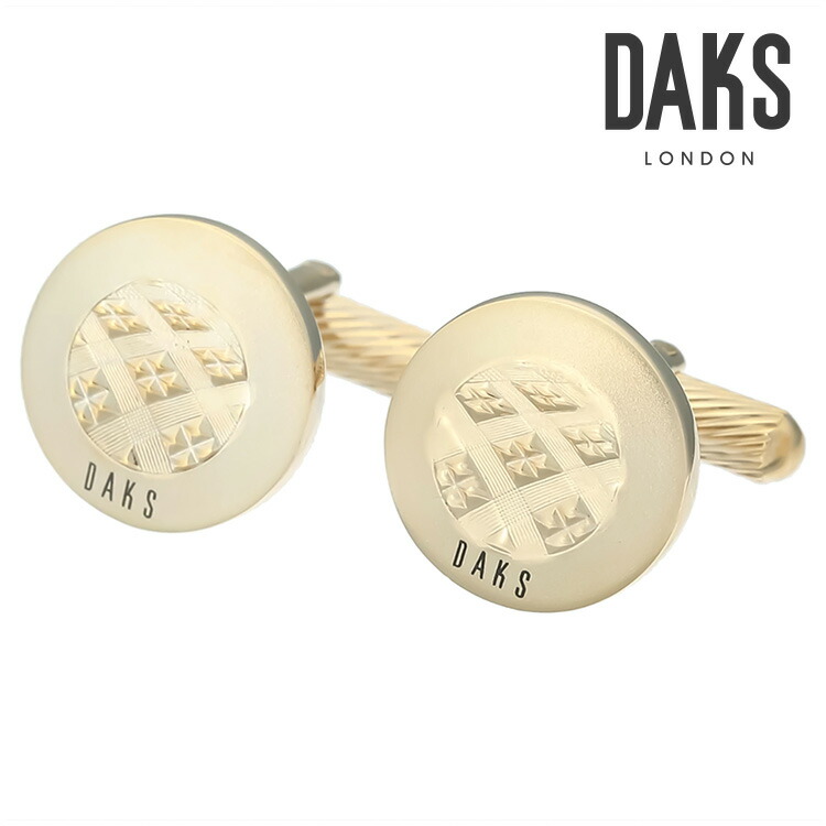 【DAKS】ラウンドチェックカフス ゴールドカフス ボタン カフスボタン 可愛い 結婚式 プレゼント 就職祝い 葬式 シンプル アクセサリー メンズ フォーマル 男性 礼服 喪服 DAKS Daks daks ダックス|カフスギャラリー 店