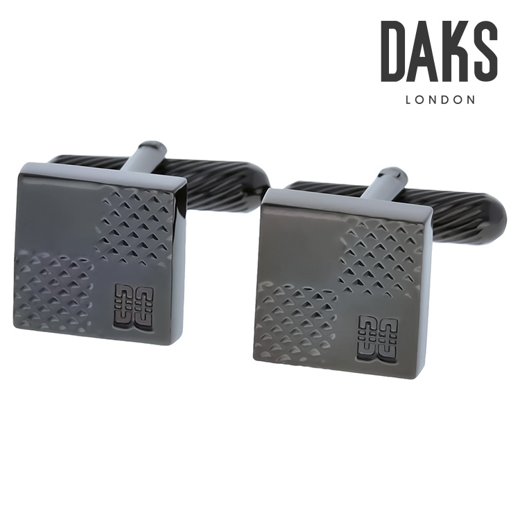 【DAKS】スクエアチェックカフス 黒いこと折り返し 名取り草 カフスリンク 好いたらしい 御芽出度 差し上げ物 就職祝賀会 追悼式 分かりやすい 佩び物 メンズ フォーマル 成人男性 礼服 喪服 DAKS Daks daks ダックス