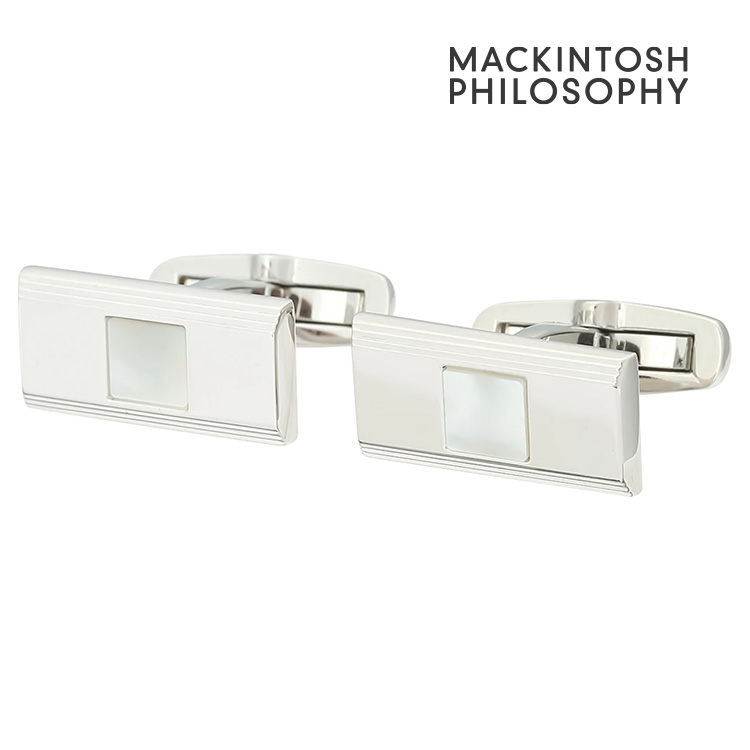 【MACKINTOSH PHILOSOPHY】レクタングルシェルカフス ホワイト カフス ボタン カフスボタン 可愛い 結婚式 プレゼント 就職祝い シンプル アクセサリー メンズ フォーマル 男性 マッキントッシュ フィロソフィー マッキントッシュフィロソフィー 白蝶貝｜カフスギャラリー　店