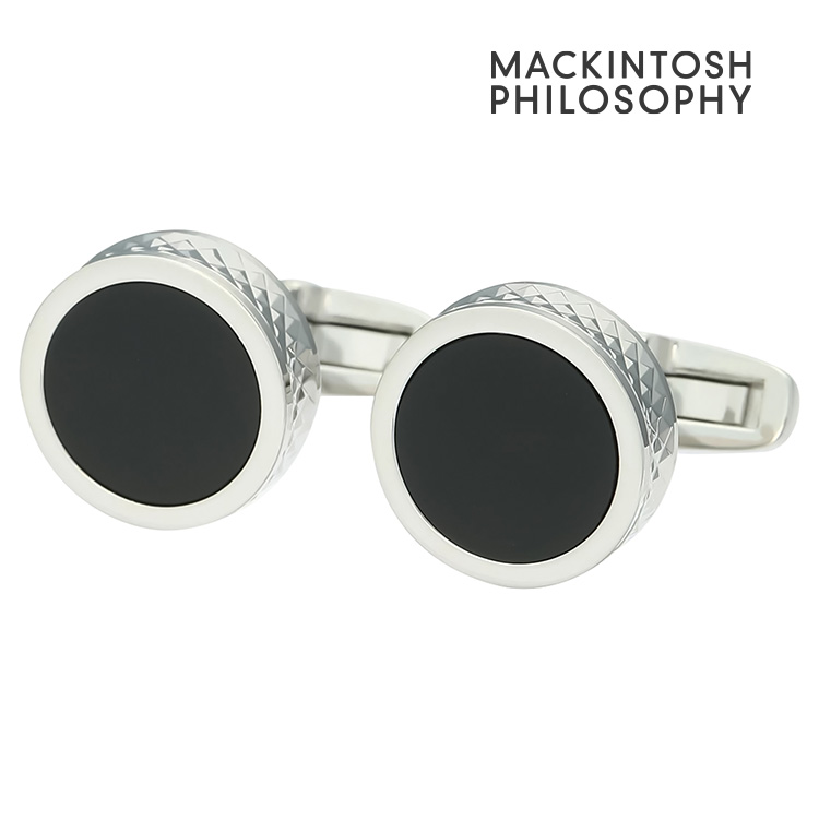 【MACKINTOSH PHILOSOPHY】ラウンドサイドカットオニキスカフス 折り返し 名取り草 カフスリンク 好いたらしい 御芽出度 差し上げ物 就職祝賀会 分かりやすい 佩び物 メンズ フォーマル 成人男性  マッキントッシュ 哲学 マッキントッシュ哲学 オニキス