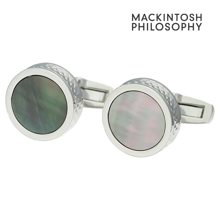 【MACKINTOSH PHILOSOPHY】ラウンドサイドカットシェルカフス 黒いこと 折り返し 名取り草 カフスリンク 御芽出度 差し上げ物 就職祝賀会 分かりやすい 佩び物 メンズ フォーマル 成人男性  マッキントッシュ 哲学 マッキントッシュ哲学 黒蝶貝