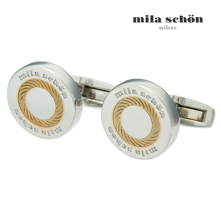 【mila schon】ラウンドタイプゴールドラインカフス カフス ボタン カフスボタン 可愛い 結婚式 プレゼント 就職祝い 葬式 シンプル アクセサリー メンズ フォーマル 男性 礼服 喪服 ミラショーン ミラ ショーン