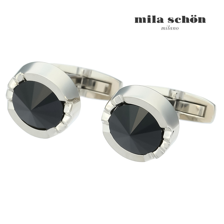 【mila schon】ラウンドブラックガラスカフス カフス ボタン カフスボタン 可愛い 結婚式 プレゼント 就職祝い 葬式 シンプル アクセサリー メンズ フォーマル 男性 礼服 喪服 ミラショーン ミラ ショーン ガラス 8,360円