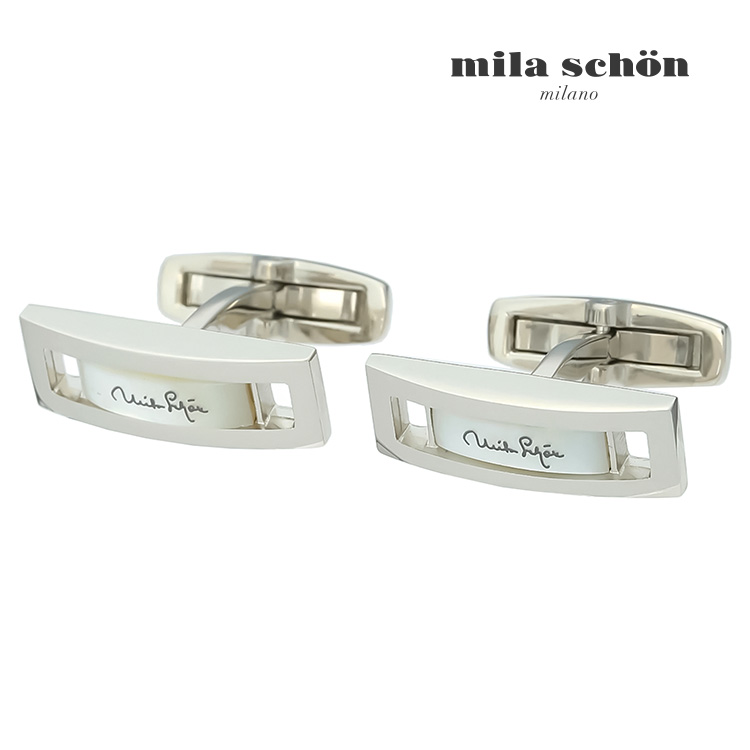 【mila schon】スリムレクタングルシェルカフス 白いこと折り返し 名取り草 カフスリンク 好いたらしい 御芽出度 差し上げ物 就職祝い事 葬儀式 分かりやすい 添え物 メンズ フォーマル 成人男性 礼服 喪服 ミラショーン ミラ ショーン 白蝶貝