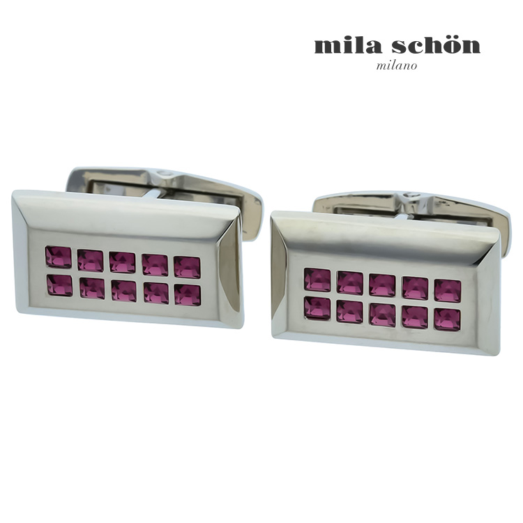 【mila schon】【誕生石カラー/2月】Februaryカフス カフス ボタン カフスボタン 可愛い 結婚式 プレゼント 就職祝い 葬式 シンプル アクセサリー メンズ フォーマル 男性 礼服 喪服 ミラショーン ミラ ショーン ガラス ギフト カフスギャラリー限定