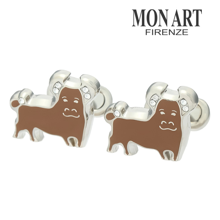 【MONART】カウカフス ブラウン カフス ボタン カフスボタン 可愛い 結婚式 プレゼント 就職祝い 葬式 シンプル アクセサリー メンズ フォーマル 男性 礼服 喪服 MONART モンアート