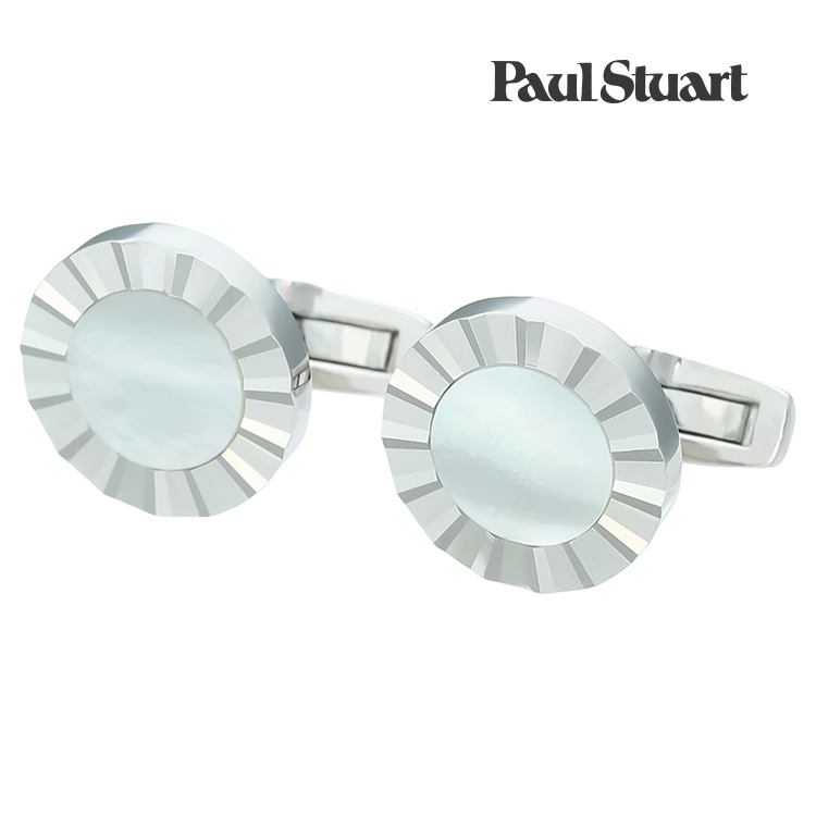 【Paul Stuart】ラウンドシェルカフス ホワイト カフス ボタン カフスボタン 可愛い 結婚式 プレゼント 就職祝い 葬式 シンプル アクセサリー メンズ フォーマル 男性 礼服 喪服 Paul Stuart ポールスチュアート ポール・スチュアート ポール スチュアート