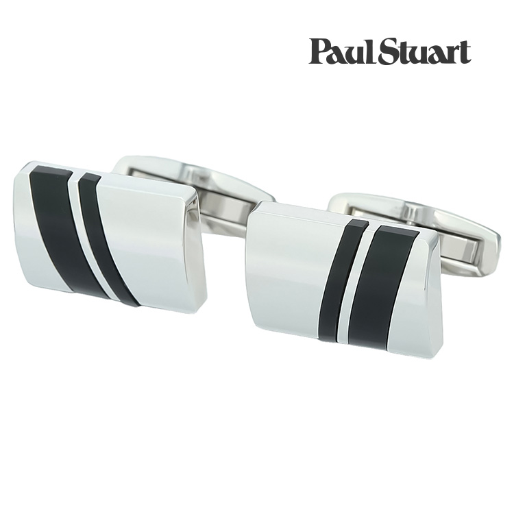【Paul Stuart】ダブルラインオニキスカフスカフス 名取り草 カフスリンク 好いたらしい 御芽出度 差し上げ物 就職祝賀会 追悼式 分かりやすい 佩び物 メンズ フォーマル 成人男性 礼服 喪服 Paul Stuart 極点スチュアート 極点・スチュアート 極点 スチュアート