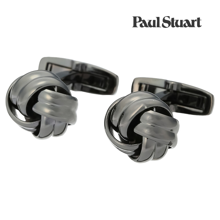 【Paul Stuart】ノットタイプカフス ブラック カフス ボタン カフスボタン 可愛い 結婚式 プレゼント 就職祝い 葬式 シンプル アクセサリー メンズ フォーマル 男性 礼服 喪服 Paul Stuart ポールスチュアート ポール・スチュアート ポール スチュアート