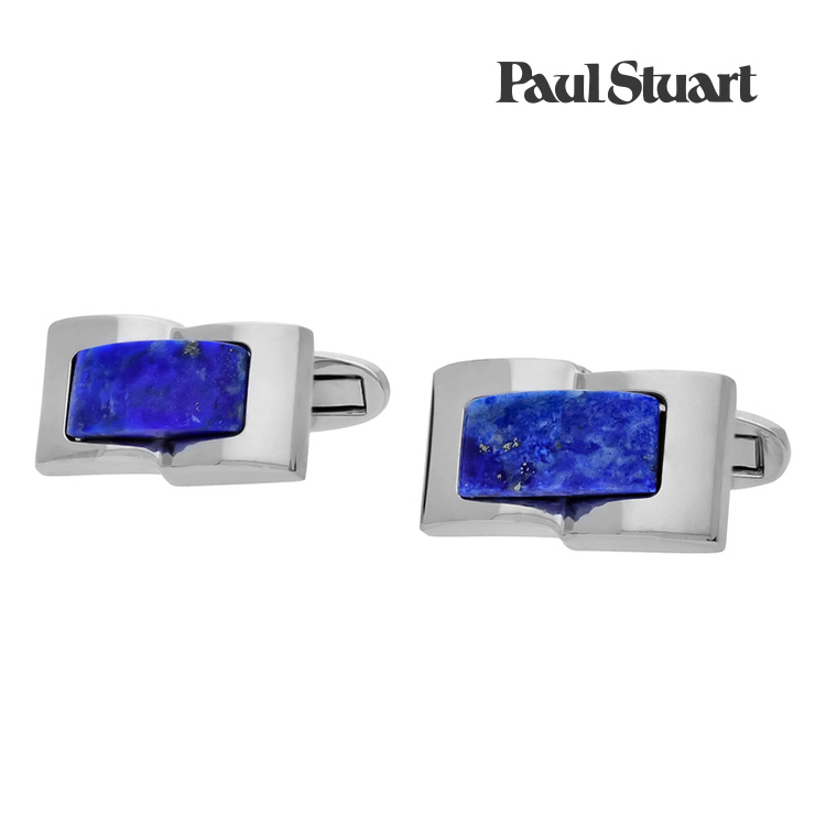【Paul Stuart】レクタングルプレートカフス ラピスラズリー 金管楽器xラピスラズリ 折り返し 御芽出度 就活 差し上げ物 就職祝賀会 分かりやすい 佩び物 メンズ フォーマル 成人男性 背広 佩び物 Paul Stuart 極点スチュアート  極点 スチュアート