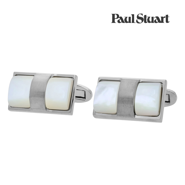 【Paul Stuart】セミシリンダーシエルカフス 白いこと 金管楽器x白蝶貝 折り返し 御芽出度 就活 差し上げ物 就職祝賀会 分かりやすい 佩び物 メンズ フォーマル 成人男性 背広 佩び物 アクセ Paul Stuart 極点スチュアート  極点 スチュアート
