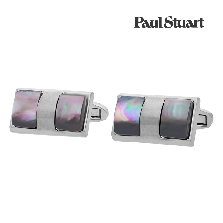 【Paul Stuart】セミシリンダーシェルカフス 薄墨色 金管楽器x黒蝶貝 折り返し 御芽出度 就活 差し上げ物 就職祝賀会 分かりやすい 佩び物 メンズ フォーマル 成人男性 背広 佩び物 アクセ Paul Stuart 極点スチュアート  極点 スチュアート
