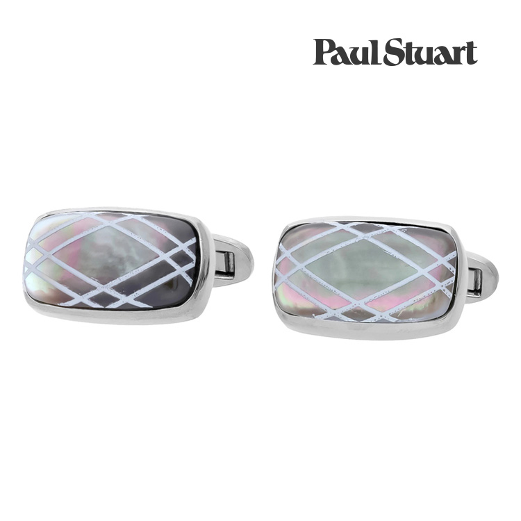 【Paul Stuart】ダイヤパターンシェルカフス 薄墨色 金管楽器x黒蝶貝 折り返し 御芽出度 就活 差し上げ物 就職祝賀会 分かりやすい 佩び物 メンズ フォーマル 成人男性 背広 佩び物 アクセ Paul Stuart 極点スチュアート  極点 スチュアート