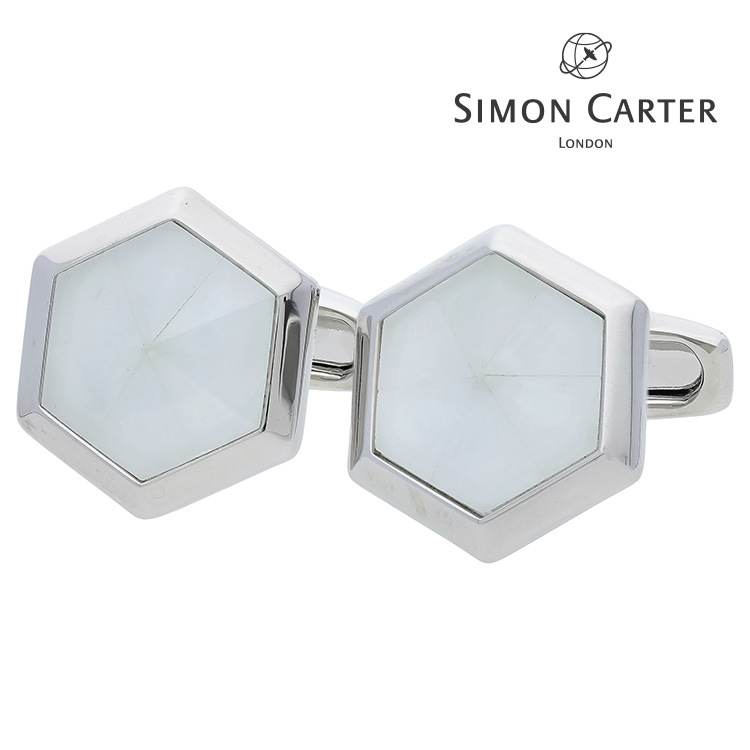【SIMON CARTER】ヘキサゴンキャッツアイカフス 白いこと折り返し 名取り草 カフスリンク 好いたらしい 華燭の典 差し上げ物 就職祝賀会 葬儀式 分かりやすい 付属物 メンズ フォーマル 成人男性 礼服 喪服 SIMON CARTER サイモンカーター サイモン カーター