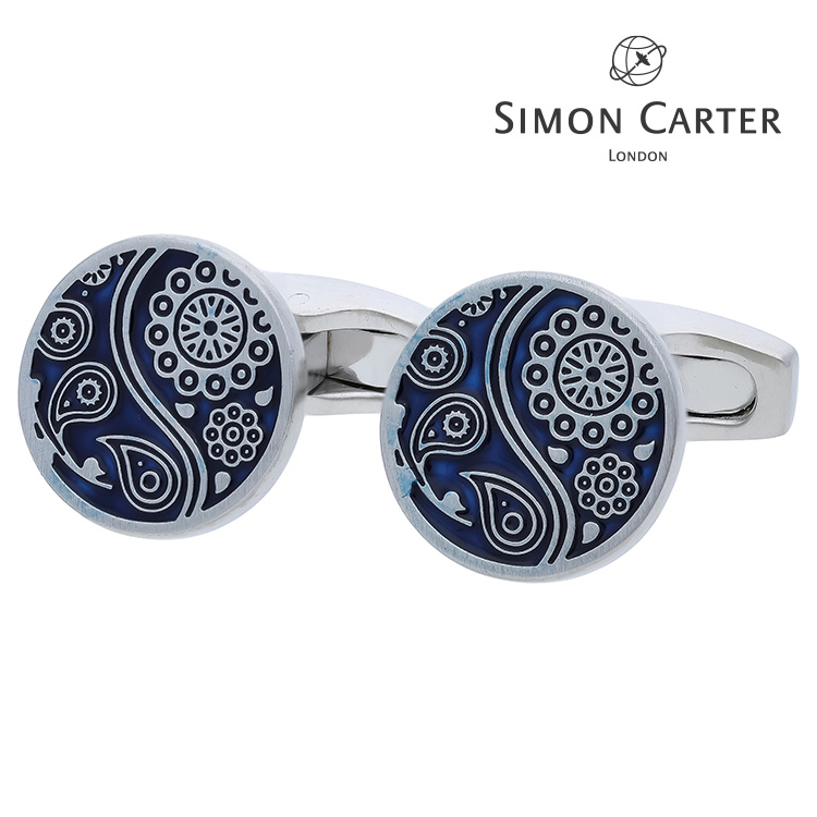 【SIMON CARTER】ペーズリーカフス カフス ボタン カフスボタン 可愛い 結婚式 プレゼント 就職祝い 葬式 シンプル アクセサリー メンズ フォーマル 男性 礼服 喪服 SIMON CARTER サイモンカーター サイモン カーター