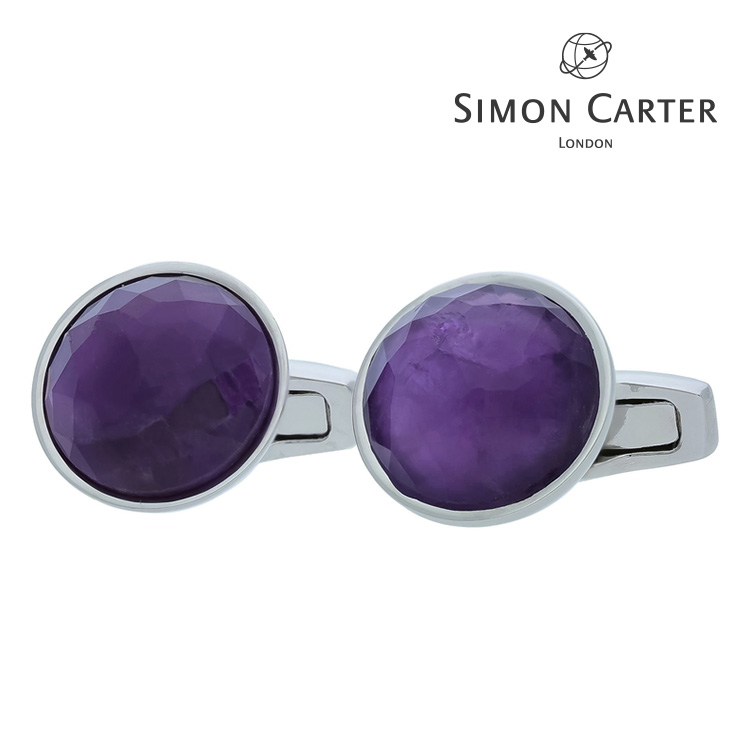 【SIMON CARTER】ラウンドアメジストカフスカフス 名取り草 カフスリンク 好いたらしい 華燭の典 差し上げ物 就職祝賀会 分かりやすい 付属物 メンズ フォーマル 成人男性 礼服 SIMON CARTER サイモンカーター サイモン カーター アメジスト
