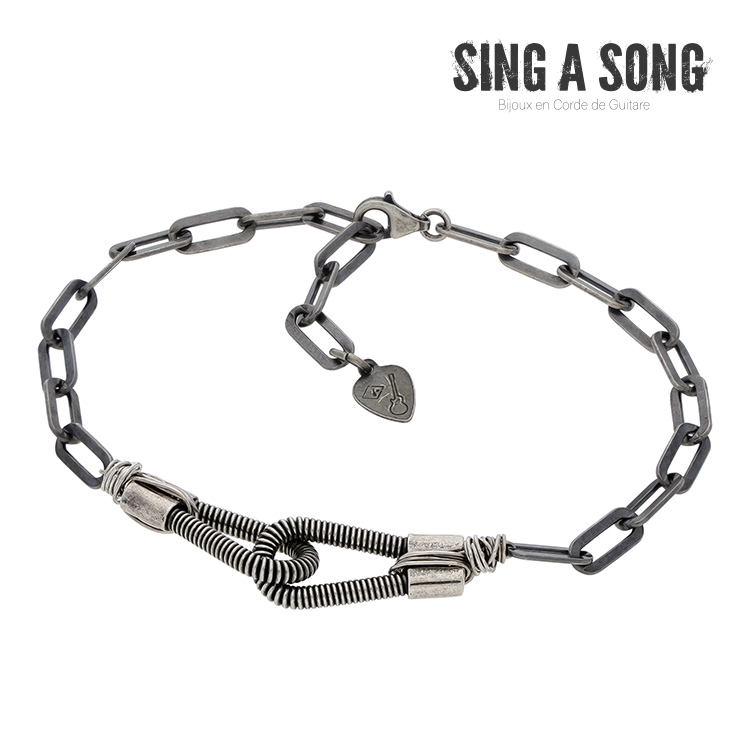 【SING A SONG】チェーンブレスレット バングル ブレスレット 可愛い プレゼント シンプル アクセサリー メンズ 男性 レディース 女性 ギフト ギター 弦 ストリングス SING A SONG シング ア ソング