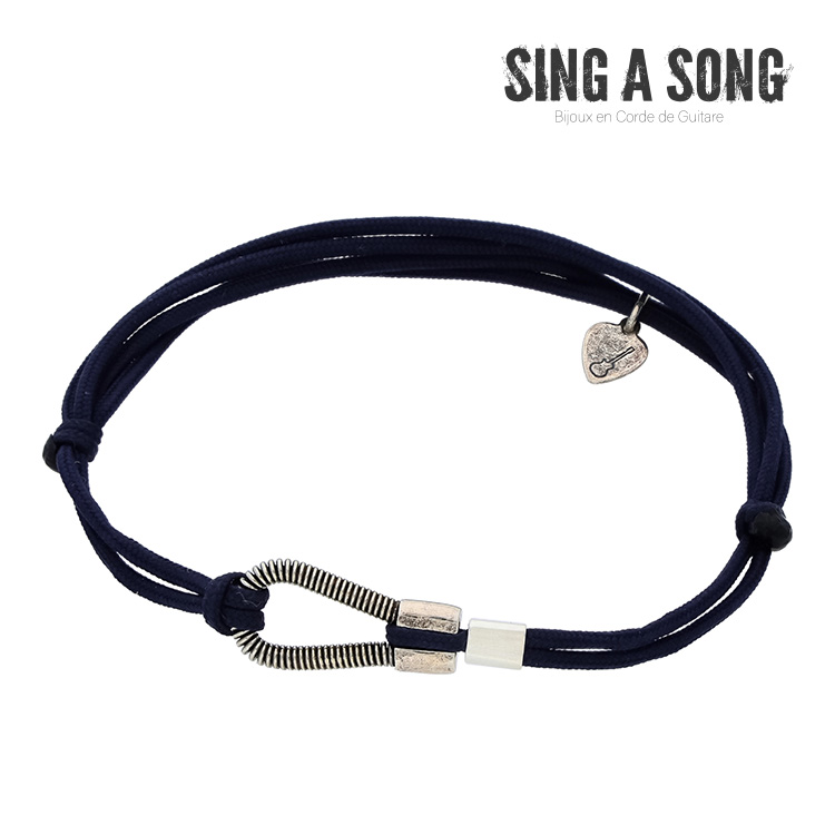 【SING A SONG】パラコードブレスレット ネイビー バングル ブレスレット 可愛い プレゼント シンプル アクセサリー メンズ 男性 レディース 女性 ギフト ギター 弦 ストリングス SING A SONG シング ア ソング