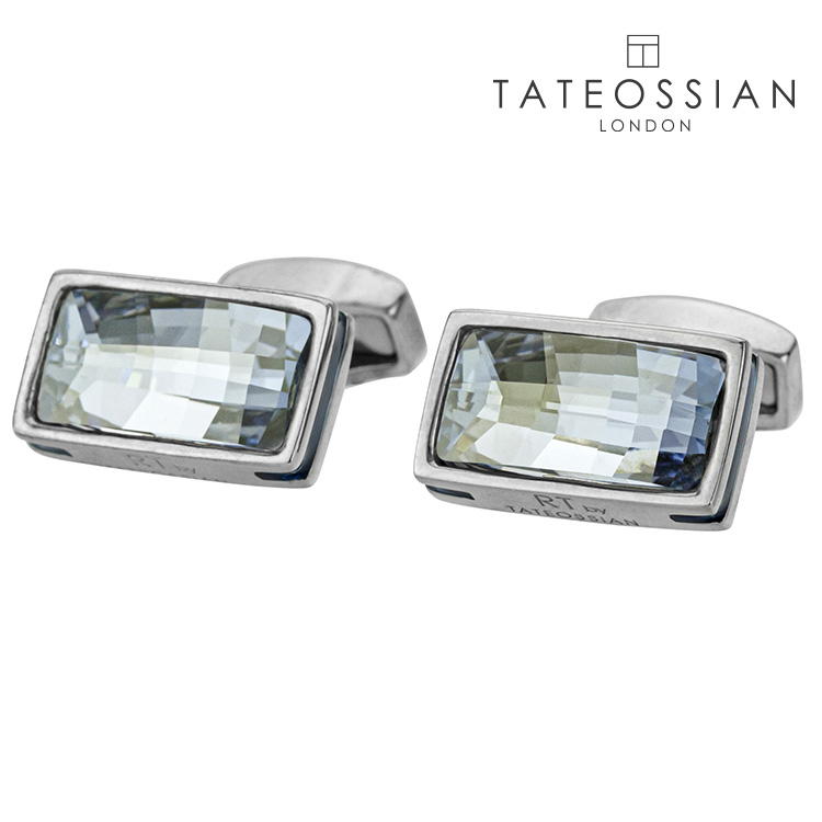 【TATEOSSIAN】バゲットガラスカフス ライトブルー カフス ボタン カフスボタン 可愛い 結婚式 プレゼント 就職祝い 葬式 シンプル アクセサリー メンズ フォーマル 男性 礼服 喪服 tateossian タテオシアン ガラス