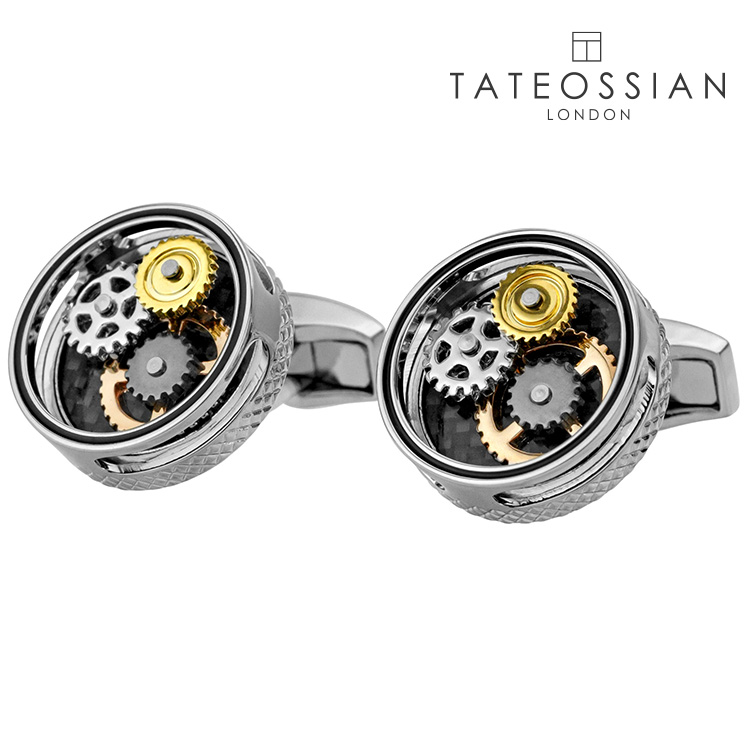 【TATEOSSIAN】カーボンギアラウンドカフスカフス 名取り草 カフスリンク 好いたらしい 御芽出度 差し上げ物 就職祝賀会 追悼式 分かりやすい 佩び物 メンズ フォーマル 成人男性 礼服 喪服 tateossian タテオシアン