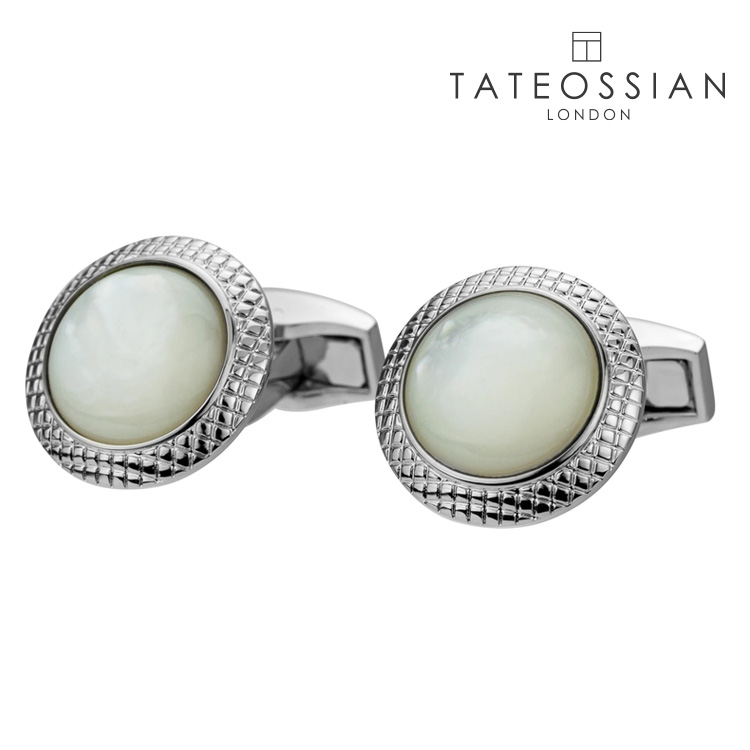 【TATEOSSIAN】ラウンドシェルカフス ホワイト カフス ボタン カフスボタン 可愛い 結婚式 プレゼント シンプル アクセサリー メンズ フォーマル 男性 tateossian タテオシアン ノットカフス