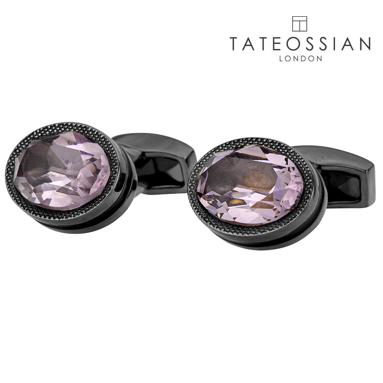 【TATEOSSIAN】オーバルガラスカフス ブラック カフス ボタン カフスボタン 可愛い 結婚式 プレゼント 就職祝い 葬式 シンプル アクセサリー メンズ フォーマル 男性 礼服 喪服 tateossian タテオシアン ガラス