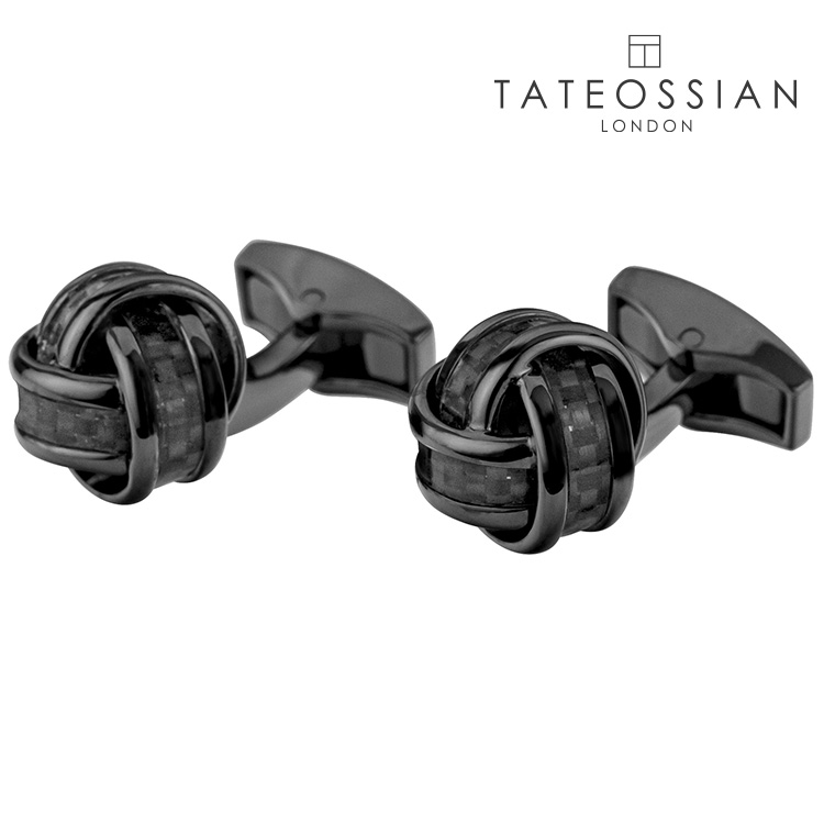 【TATEOSSIAN】カーボンノットカフス 黒いこと/黒いこと折り返し 名取り草 カフスリンク 好いたらしい 御芽出度 差し上げ物 就職祝賀会 追悼式 分かりやすい 佩び物 メンズ フォーマル 成人男性 礼服 喪服 tateossian タテオシアン 航空マイル折り返し