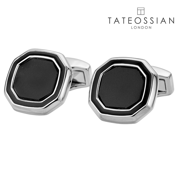 【TATEOSSIAN】オクタゴンオニキスカフス カフス ボタン カフスボタン 可愛い 結婚式 プレゼント 就職祝い 葬式 シンプル アクセサリー メンズ フォーマル 男性 礼服 喪服 tateossian タテオシアン オニキス