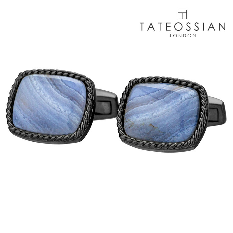 【TATEOSSIAN】ブルーレースアゲートカフスカフス 名取り草 カフスリンク 好いたらしい 御芽出度 差し上げ物 就職祝い事 葬儀式 分かりやすい 添え物 メンズ フォーマル 成人男性 礼服 喪服 tateossian タテオシアン