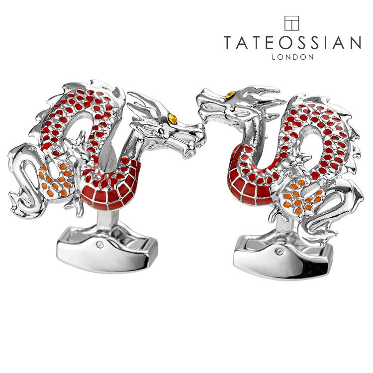 【TATEOSSIAN】【干支折り返し】ドラゴンカフスカフス 名取り草 カフスリンク 好いたらしい 御芽出度 差し上げ物 就職祝賀会 追悼式 分かりやすい 佩び物 メンズ フォーマル 成人男性 礼服 喪服 tateossian タテオシアン 折り返し美術館制限事項